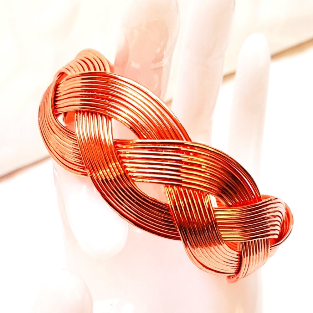 Copper Braided Cuff Bracelet for Casual or Dressy Outfits